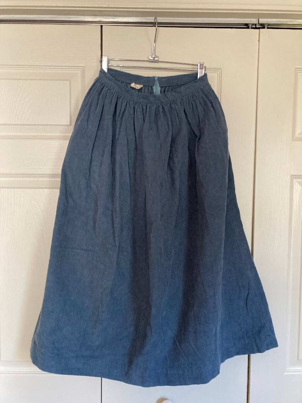 Ovate Light Blue Corduroy Skirt Midi Small